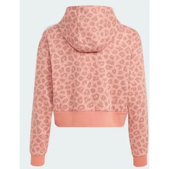 Adidas Youth Animal Allover Print Crop Hoodie Large Mauve NWT - Picture 5 of 7